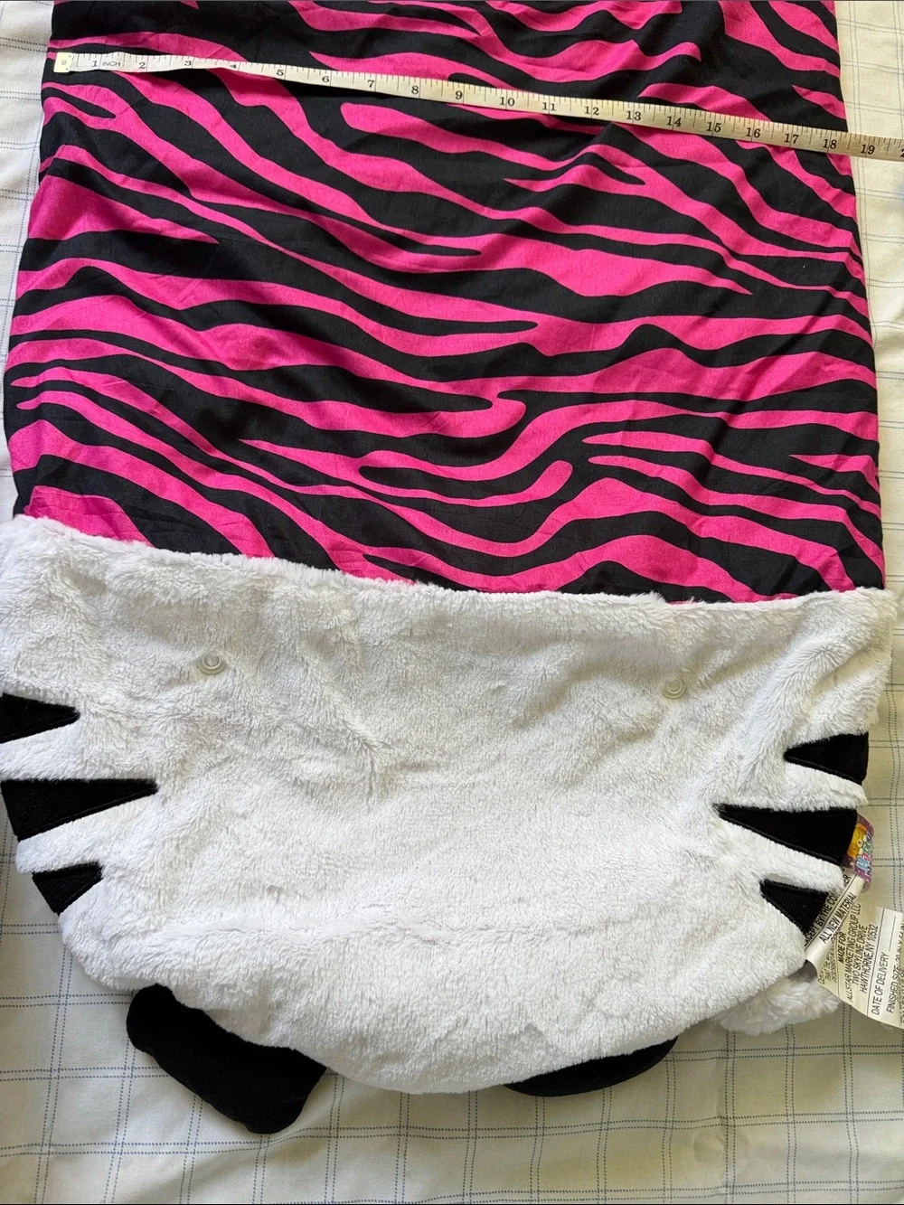 Happy Nappers Pink & Black Zebra Plush Sleeping Bag - Animal Head Pillow